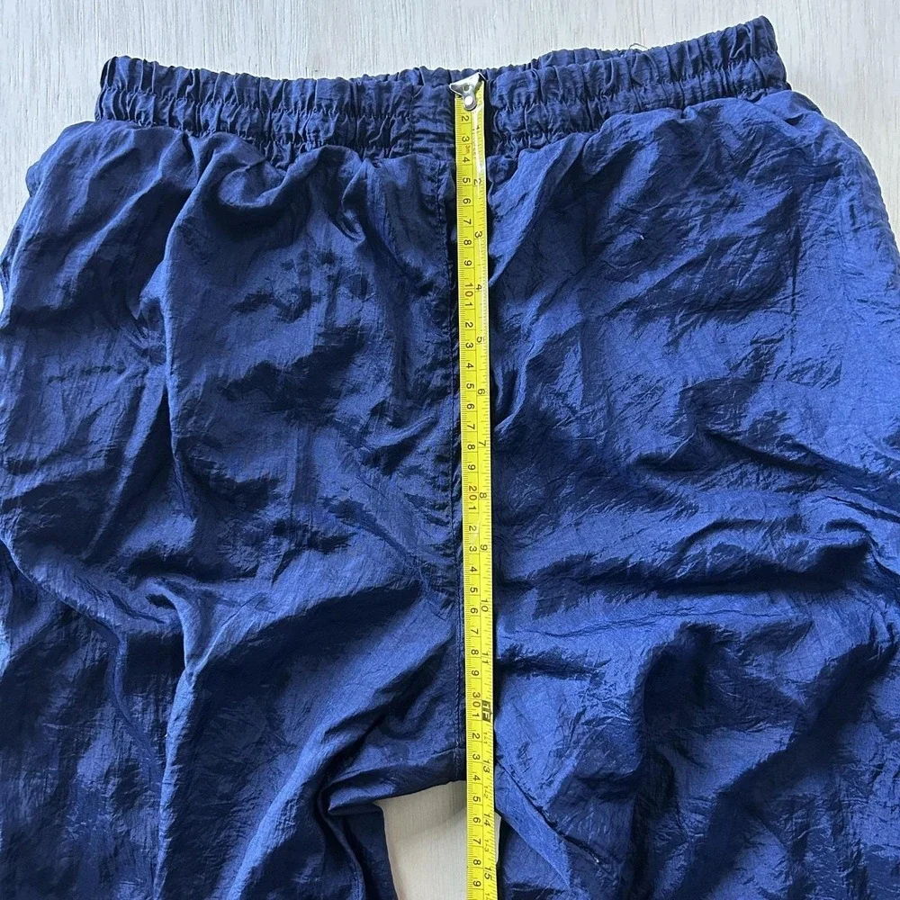 Vintage Track Pants Mens XL Blue Nylon Woven Elastic Waist Lined Zip Joggers